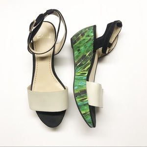 Clark’s Tropical Print Platform Wedge Wrap Sandals